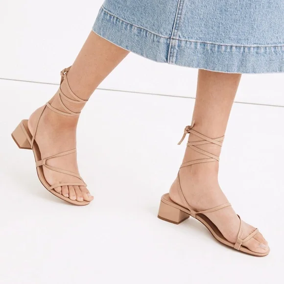 New MADEWELL The Brigitte Lace-Up Sandal in Leather Sandstone - Picture 2 of 7